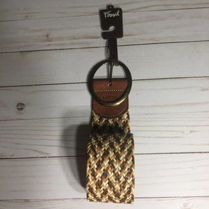 FOSSIL Island Weave Neutral Multi Belt Sz L NEW